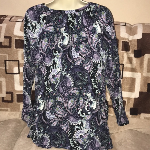 J. Jill medium long sleeved top paisley print tassel tie front 💗 - Picture 4 of 7